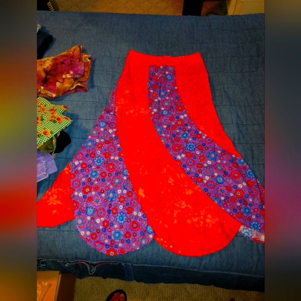 Vibrant Red and Purple Women's Skirt